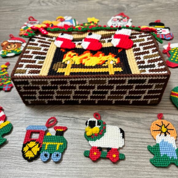 Christmas Fireplace Handmade Decoration Ornaments Angel Santa Snowman Tree Train - Picture 3 of 8